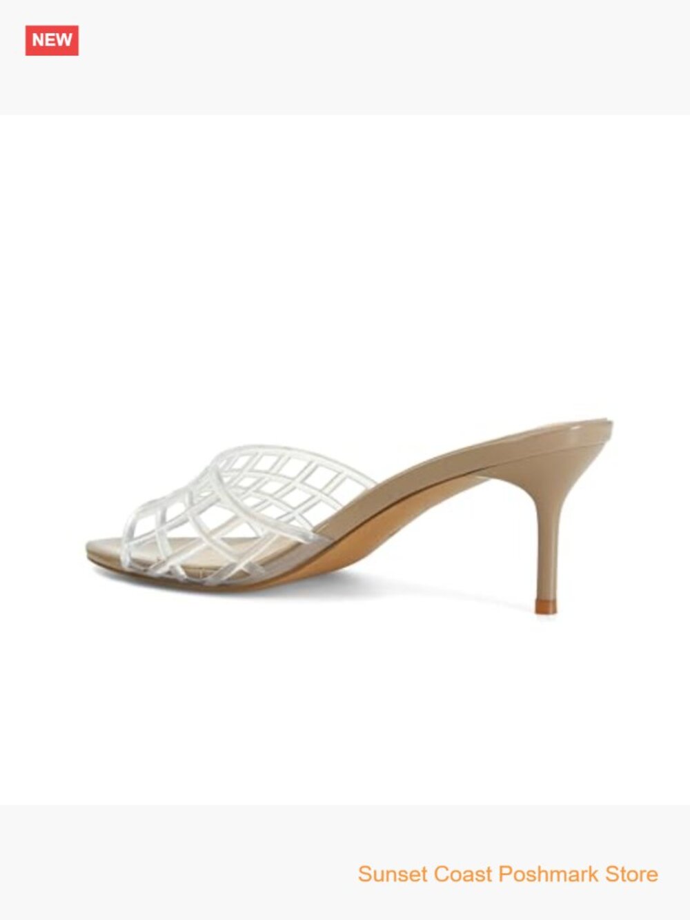 Clear Jelly Heeled Mules Open Toe Slip On Sandals PVC Summer Beach Shoes - Picture 5 of 6